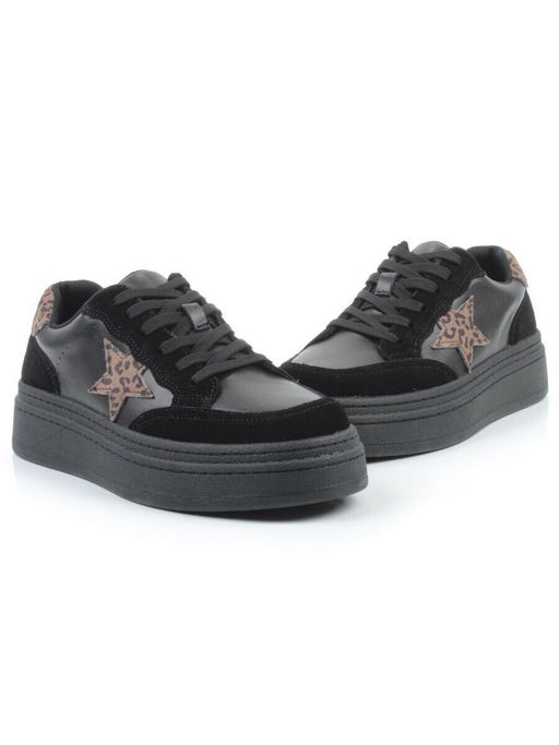 03-YE475-1 BLACK Кроссовки женские (натуральная кожа)