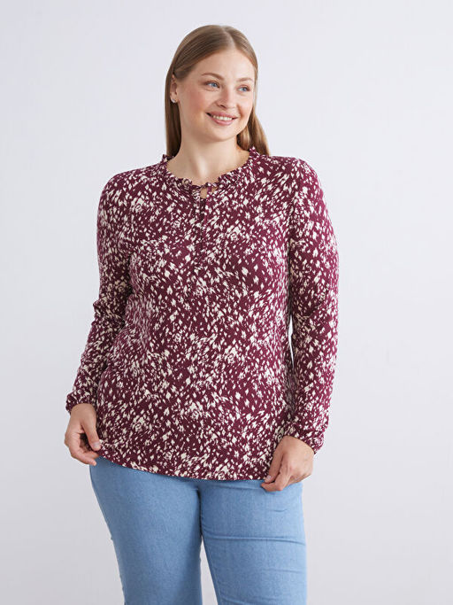 Ba?lamal? Yaka Desenli Bluz