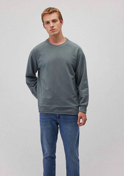 Bisiklet Yaka Yesil Sweatshirt - Mavi фото 2