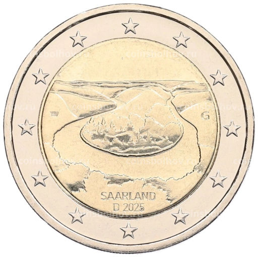 2 евро 2025 года G Германия Федеральные земли Германии  Саар (Сааршляйфе)