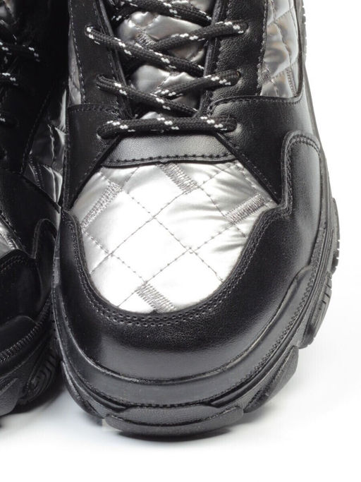 2222-3 BLACK Ботинки зимние женские (искусственные материалы)