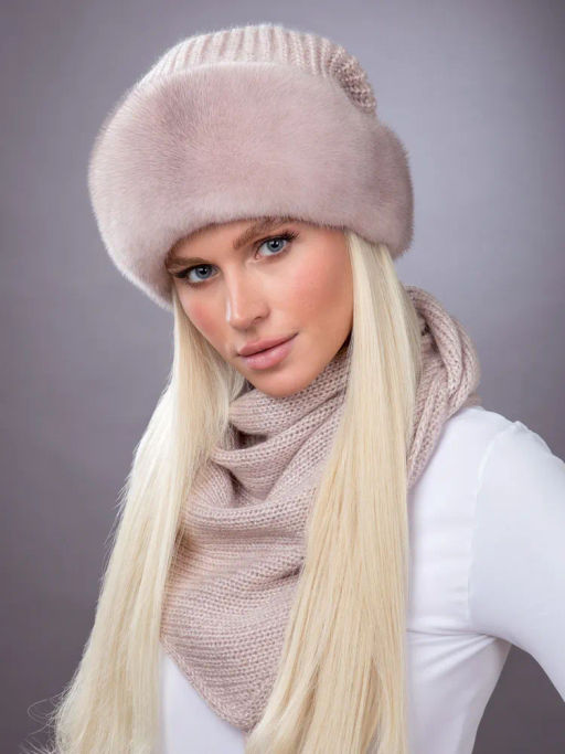 Комплект Ника норка трикотаж кизил косынка