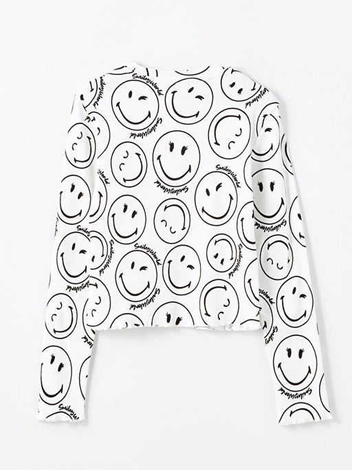 Bisiklet Yaka SmileyWorld Bask?l? K?z ?ocuk Ti??rt