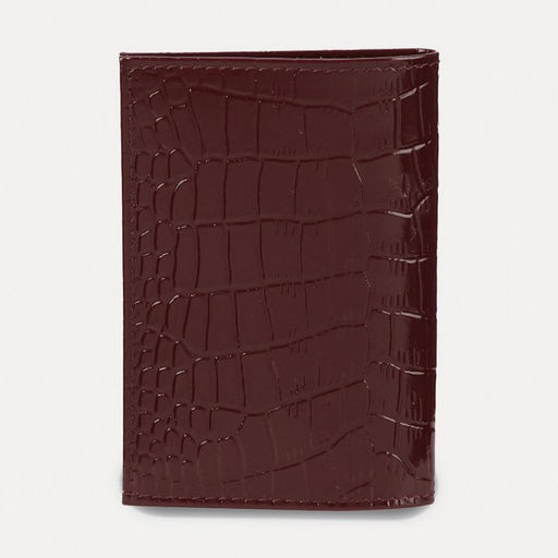 Обложка для пенсионного удостоверения, фактура крокодил, бордовая