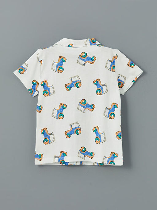 Polo Yaka Bask?l? Erkek Bebek Pijama Tak?m