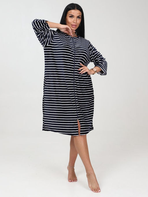 254 ХАЛАТ ЖЕНСКИЙ (Полоса тёмно-синяя) - А-дина фото 4