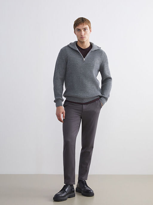 Dik Yaka Erkek Triko Kazak