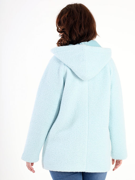 Кардиган с капюшоном голубой женский на молнии - Almond фото 6