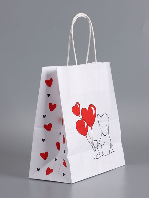 Пакеты подарочные крафт «С Днем Рождения», 22×12×25 см, набор 4 шт.