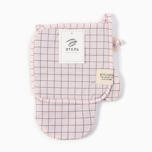 Набор кух. Этель Клетка: варежка 20х28 см, прихватка 19х19 см, 80% хл, 20% пэ  фото 5