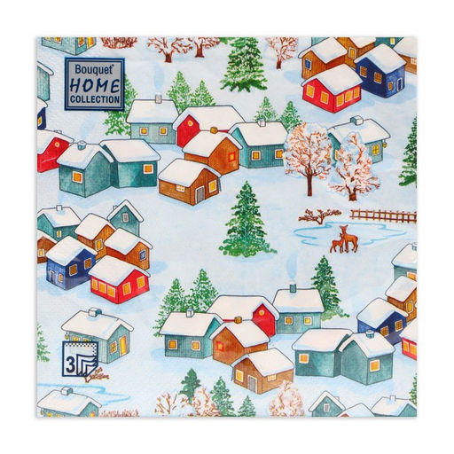 Цена за 2 шт. Салфетки новогодние бумажные Home Collection «Зимний пейзаж», 3 слоя, 33х33 см, 20 шт