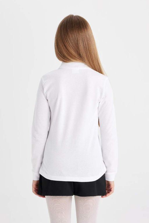 Облегающая школьная футболка из двух предметов из пике с воротником-поло для девочек - Defacto фото 6