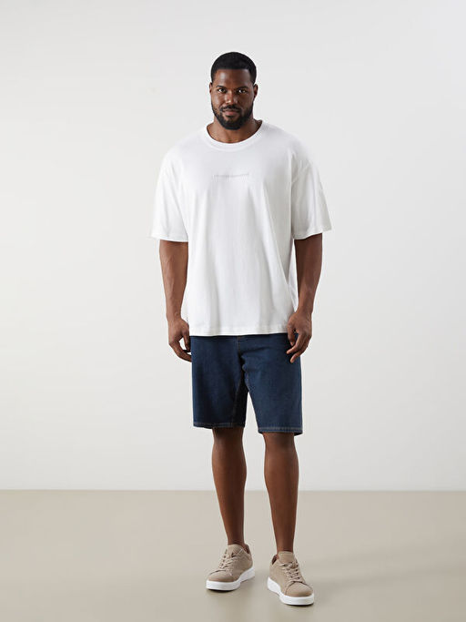 Bisiklet Yaka Bask?l? Erkek Ti??rt