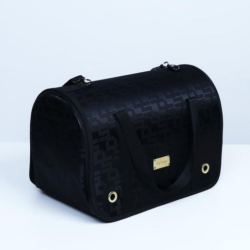 Сумка - переноска для животных Люкс, ПВХ, жаккард, 40 х 25 х 26, чёрная - Пижон фото 3