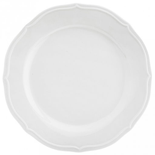 "Совершенство" Тарелка мелкая фарфоровая д270мм h25мм, белый, рельефный декор, волнистый край (Китай)