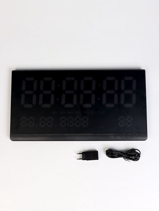 Часы электронные настенные, 47.5×25.3 см, синие цифры