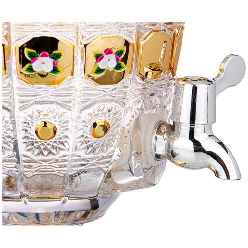 ДИСПЕНСЕР ДЛЯ НАПИТКОВ ЛИМОНАДНИЦА LEFARD GOLD GLASS 4,8 Л. 19*19 СМ. ВЫСОТА=52 СМ.