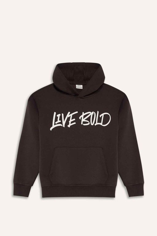 Kap__onlu Bask_l_ __i Yumu_ak T_yl_ Sweatshirt Erkek _ocuk - Defacto фото 6