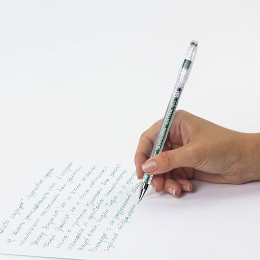 Цена за 3шт. Ручка гелевая BRAUBERG "EXTRA", ЗЕЛЕНАЯ, корпус прозрачный, узел 0,5 мм, линия 0,35 мм, 143904