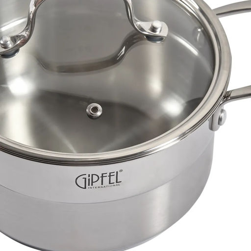 1273 GIPFEL Кастрюля GALA 18х10см/ 2.3 л со стеклянной крышкой, с индукционным капсульным дном. Материал: нерж. сталь 18/10. Толщина: 0,7мм / 4 мм  фото 6