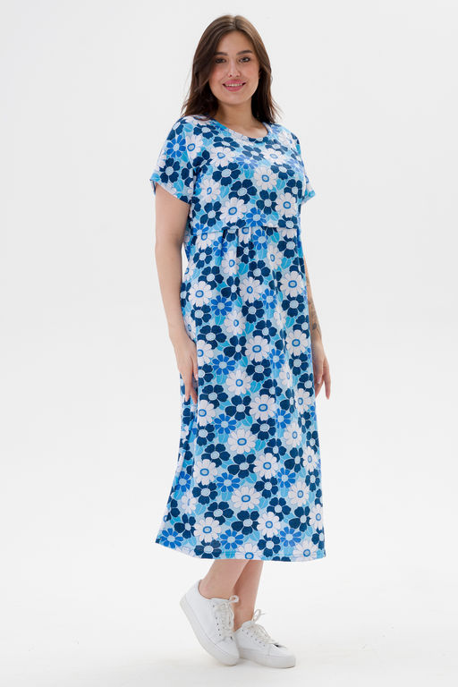 Платье женское из кулирки Миранда голубая ромашка - Амадэль фото 4