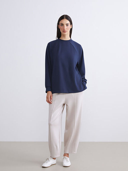 Oversize Modal Kar???ml? Kad?n Sweatshirt