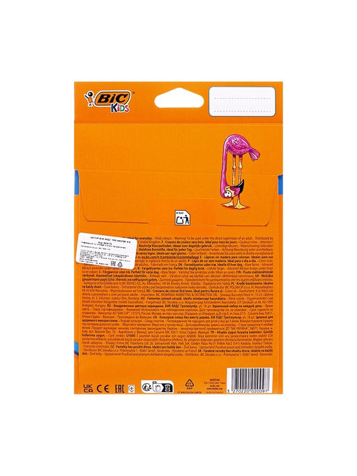 Карандаши цветные 18 цветов, детские, шестигранные, BIC Kids Tropicolors, пластиковые, ударопрочный грифель 3.2 мм