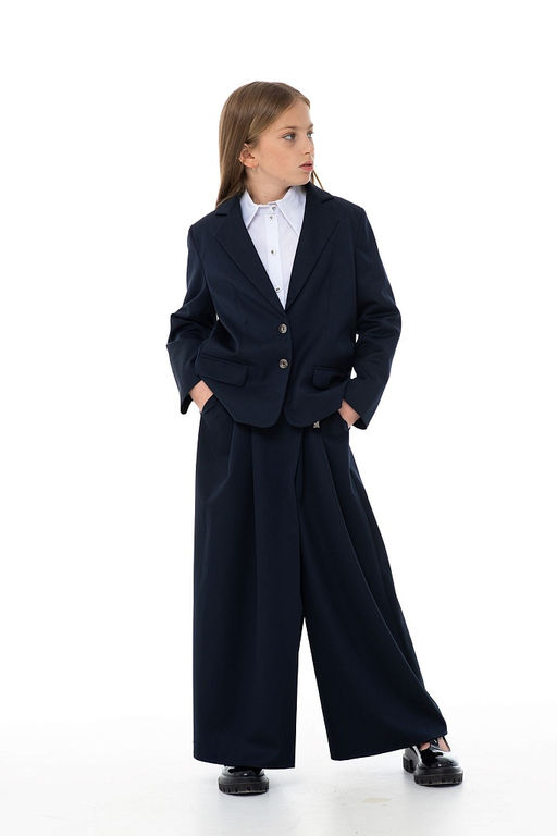 Синий школьный пиджак для девочек Mooriposh, модель 0717