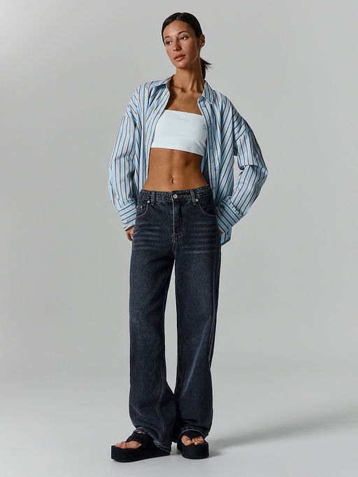 Джинсы Wide leg fit женские серые - Mark formelle фото 3