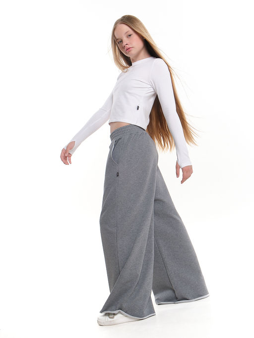 Лонгслив трикотажный спортивный с вырезом для пальца 22-7695 черный - Mini maxi фото 34