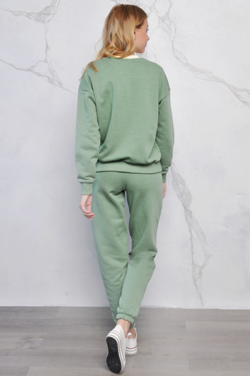 Арт. 2514 Костюм с брюками женский 44-52 (5 шт) Цвет:верх-олива, шокер, низ-олива - Калинка фото 4