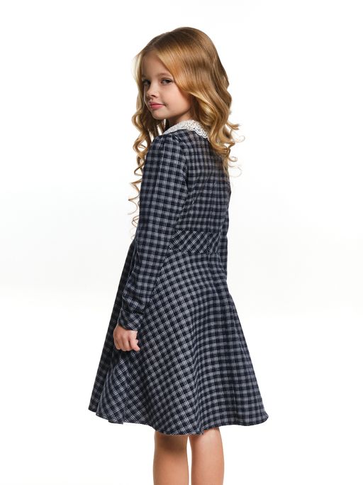 Платье в клетку с воротником UD 7331 син/бел клетка - Mini maxi фото 5
