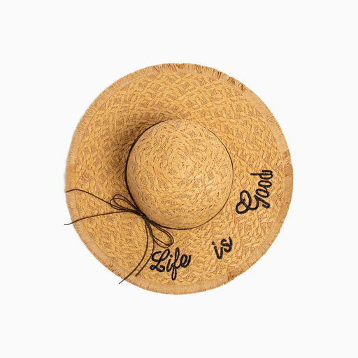 Шляпа женская MINAKU Life is good с надписью, размер 54-56, бежевая
