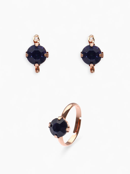 Гарнитур 3 предмета: серьги, кулон, кольцо безразмерное Эдель бусинка, цвет синий в золоте, 45 см