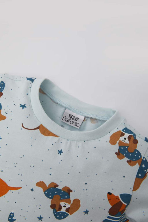 Пижамный комплект из чесаного хлопка с длинными рукавами и рисунком для маленьких мальчиков - Defacto фото 3