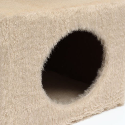 Домик-когтеточка 2-х ур. квадратный с 2-мя квадратными полками, 53 х 35 х 65 см, бежевый - Пижон фото 4