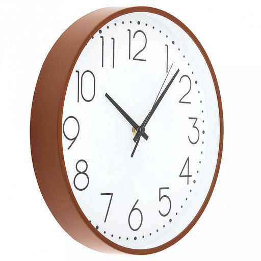 Часы настенные Таймлайн д29,5см, h4,4см, мягкий ход, циферблат белый; цифры арабские, черный; корпус пластик, коричневый под дерево; в коробке (Китай) - Домашняя мода фото 2