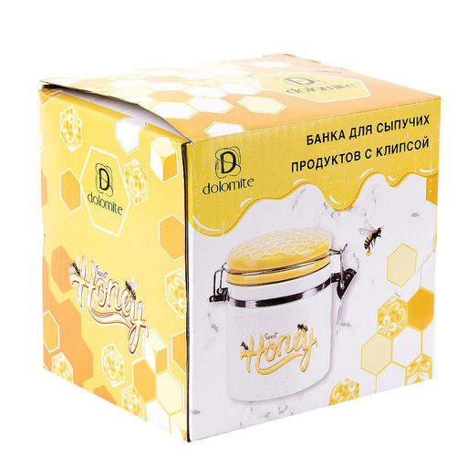 Банка для сыпучих продуктов (клипс) Honey 14,5*10*12см. v=480мл. (подарочная упаковка) - Dolomite фото 2