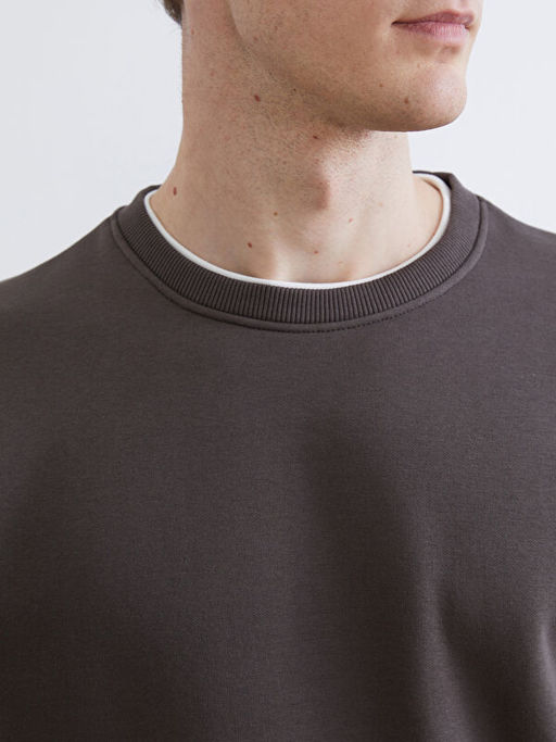 Bisiklet Yaka Erkek Kal?n Sweatshirt