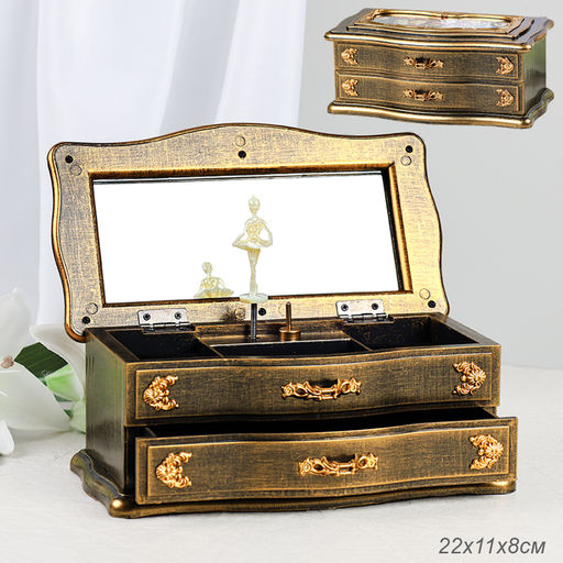 Шкатулка музыкальная+колье 22х11х8 / 63313G /уп 24/пластик