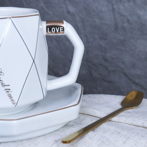 Чайный набор 2 предмета 300 мл с ложкой / 61-04 wite /уп 48/белый - Галеонтрейд фото 3