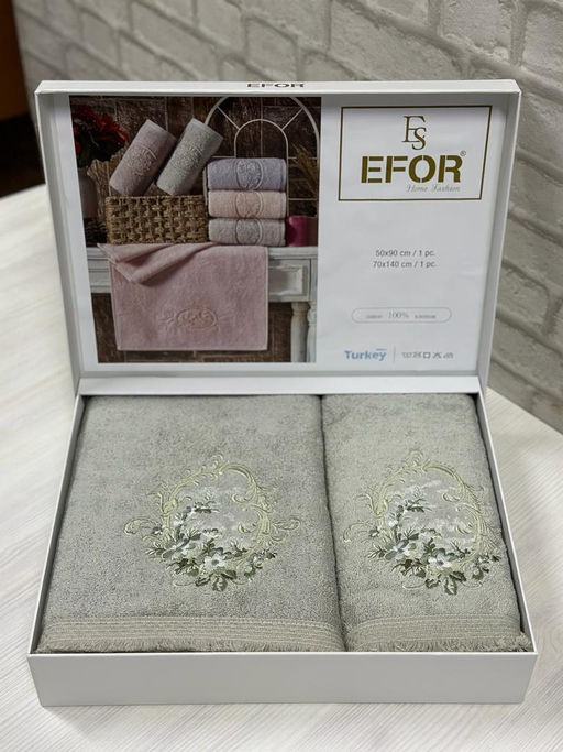 Набор полотенец EFOR из 2-х предметов (50*90 и 70*140) CICEK SEPETI зеленый YESIL