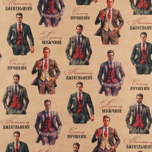 Цена за 10 шт. Бумага упаковочная крафтовая «Джентльмены», 50×70 см