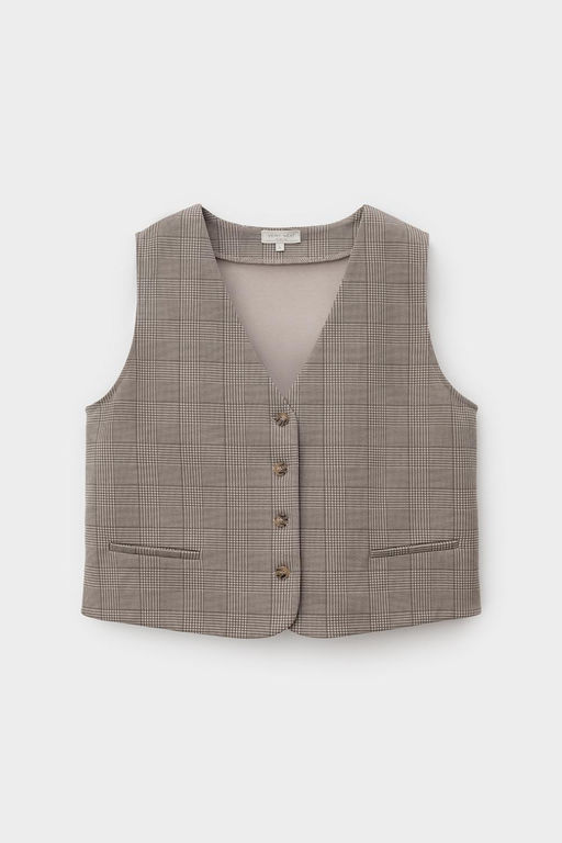 ЕВТ 3340/кремовый,клетка глен жилет жен