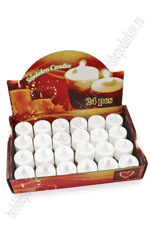 Набор свечей светодиодных на батарейках 4 см (24 шт) SF-7552, №2 (теплый свет) - Больше подарков фото 3