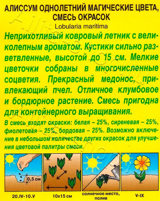 Алиссум Магические цвета, смесь 0,03г (Аэлита)
