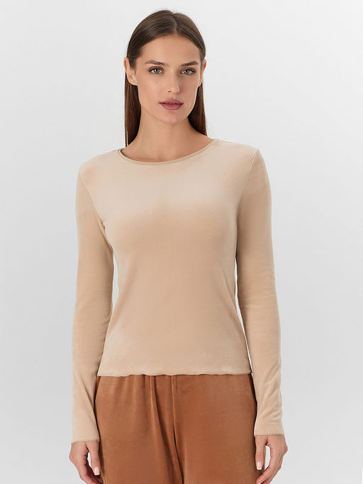 Джемпер женский бежевый велюровый