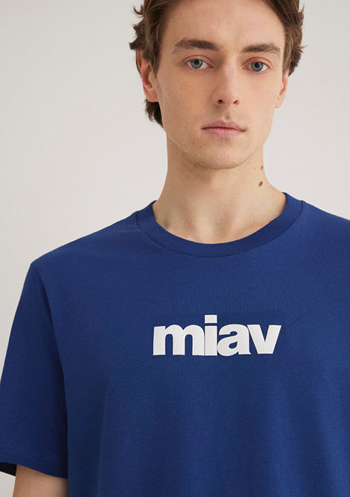 Miav Bask?l? Lacivert Tisort - Mavi фото 5