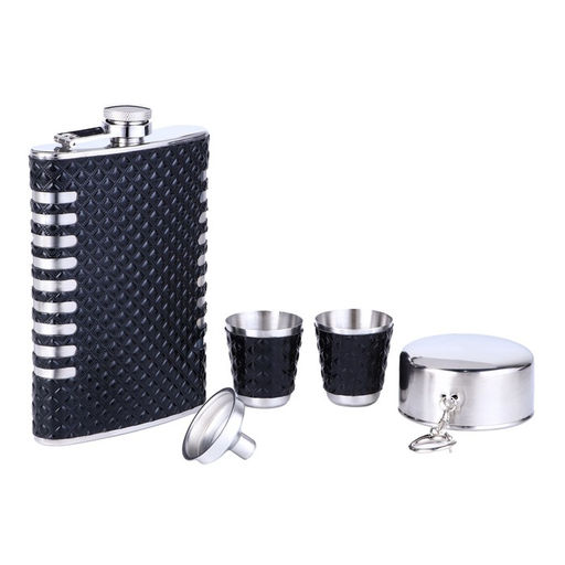 Подарочный набор 5 в 1 «Ромбы»: фляжка 270 мл + воронка, 2 рюмки, стакан складной d=5 см