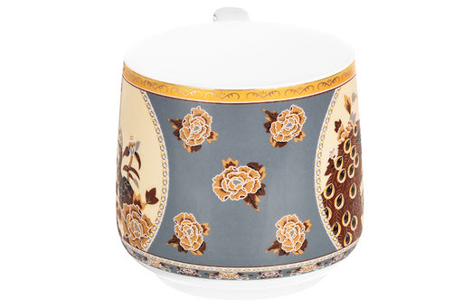 Кружка 500 мл 13,5*10*9 см "Павлин на бежевом" NEW BONE CHINA, фарфор